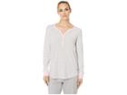 Jockey Cozy Fleece Long Sleeve Henley Top (mini Grey Stripe) Women's Pajama