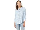 Per Se Long Sleeve Button Down Shirt (blue/white Star Stripe) Women's Clothing