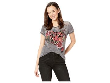 Lucky Brand Floral Tiger Tee (lucky Black) Women's T Shirt
