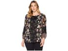 Karen Kane Plus Plus Size Contrast Lace Panel Top (print) Women's Clothing