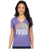 Life Is Good Life Is Good Love Is A Verb Cool Vee (blue Violet) Women's T Shirt