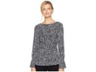 Ellen Tracy Twist Waist Detail Top (crosshatch/sky Blue) Women's Clothing
