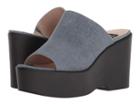 Nine West Tomo 40th Anniversary Platform Slide Sandal (dark Blue Leather) Women's Wedge Shoes