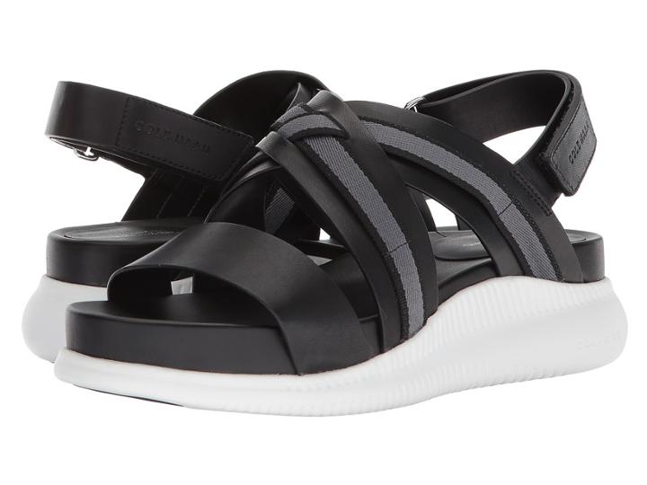 Cole Haan 2.zerogrand Crisscross Sandal (black Leather/webbing/optic White) Women's Sandals