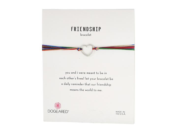 Dogeared Friendship Linked Open Hearts Rainbow Bracelet (sterling Silver/mixed) Bracelet