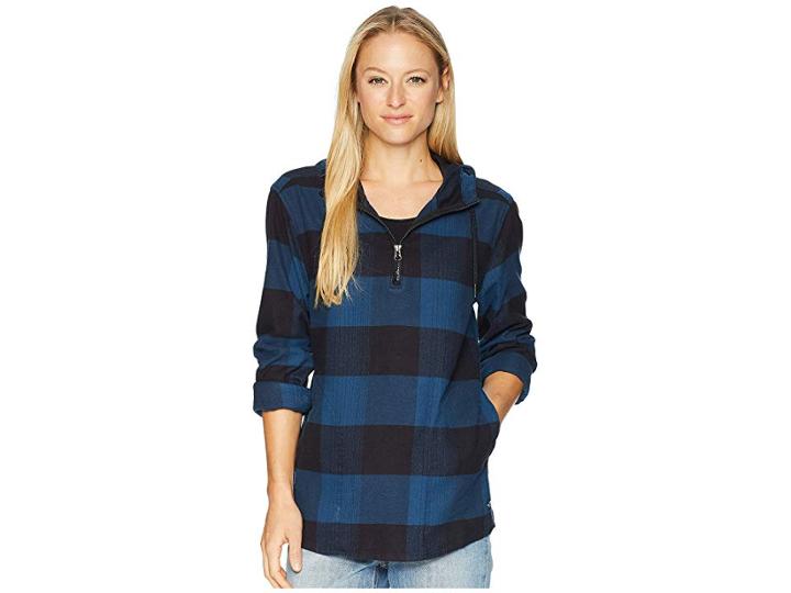 The North Face Stayside Pullover Shirt (blue Wing Teal Large Bowden Plaid) Women's Long Sleeve Pullover