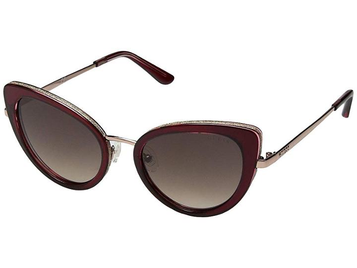 Guess Gu7603 (berry Front/brown Gradient/light Flash Lens) Fashion Sunglasses