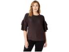 Michael Michael Kors Plus Size Elevated Double Ruffle Sleeve Top (cordovan) Women's Clothing