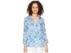 Nydj Split Neck Blouse (blissful Sky Tranquility) Women's Blouse