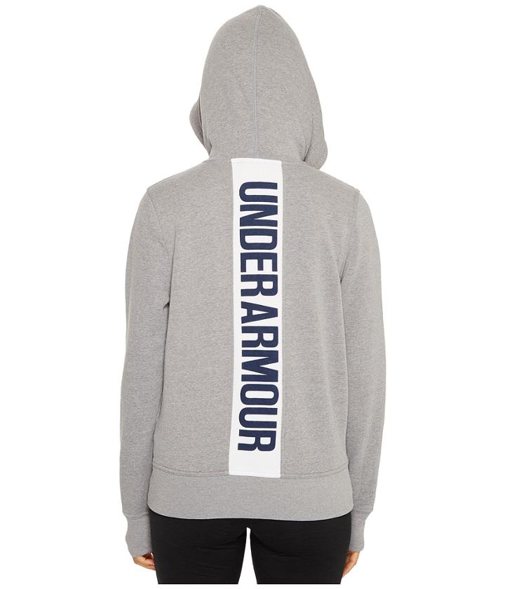 Under Armour Favorite Fleece Full Zip (true Gray Heather/white/midnight Navy) Women's Fleece