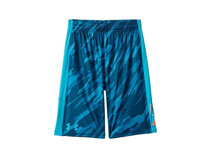 Under Armour Kids Instinct Printed Shorts (big Kids) (deceit/deceit/techno Teal) Boy's Shorts