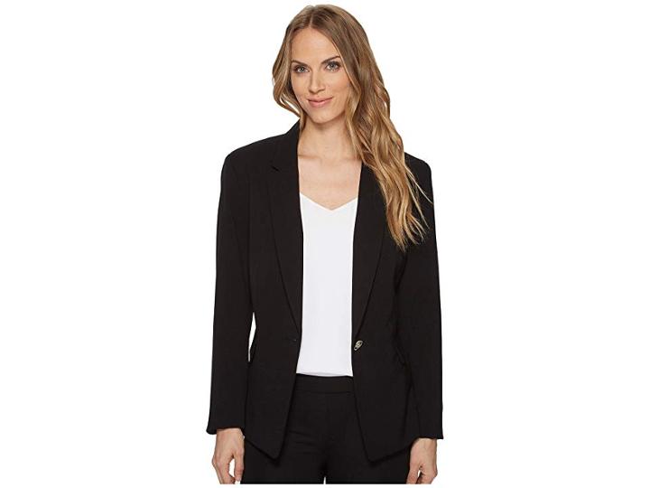 Tahari By Asl One-button Long Sleeve Jacket (black) Women's Coat