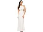 Adrianna Papell Beaded Crepe Long Gown With Embellished Detail (ivory) Women's Dress