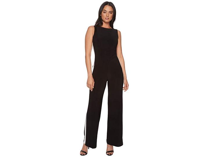 Lauren Ralph Lauren Shah Two-tone Matte Jersey Jumpsuit (black/lauren White) Women's Dress