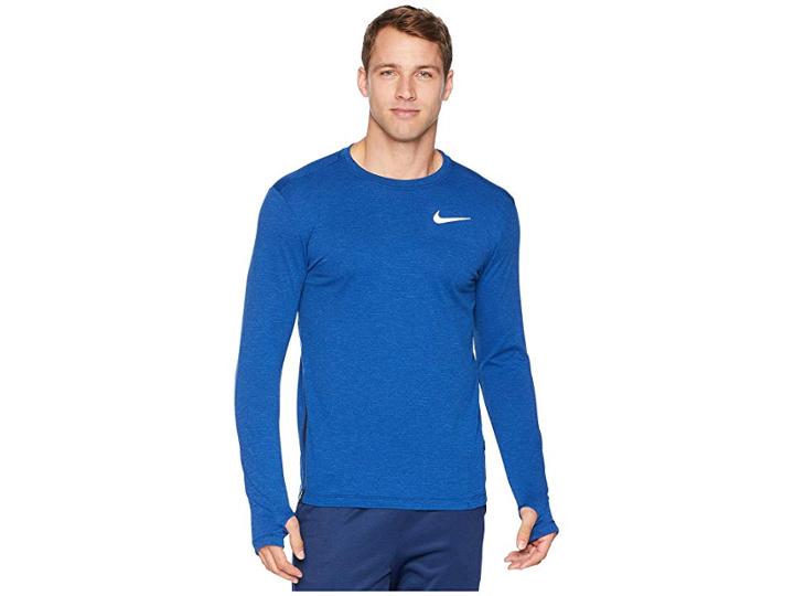Nike Sphere Element Top Crew Long Sleeve 2.0 (blue Void/heather) Men's Clothing