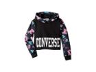 Converse Kids Printed Cropped Pullover (big Kids) (black) Girl's Sweatshirt