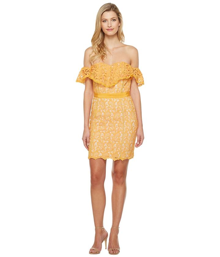 Adelyn Rae Maddie Woven Lace Tube Dress (mango) Women's Dress