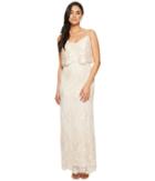 Adrianna Papell Embroidered Popover Gown (almond) Women's Dress