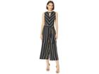 Eci Striped Neck Keyhole Wide-legged Jumpsuit With Self Tie (navy) Women's Jumpsuit & Rompers One Piece