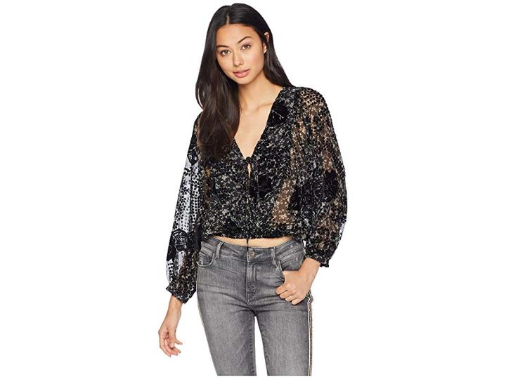Astr The Label Shawna Top (black/lilac Floral) Women's Clothing