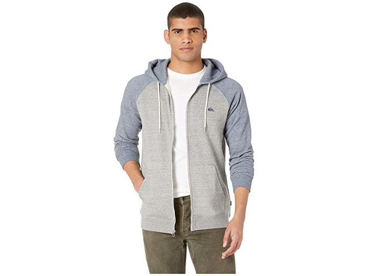 Quiksilver Everyday Zip (light Grey Heather/navy Blazer Heather) Men's Clothing