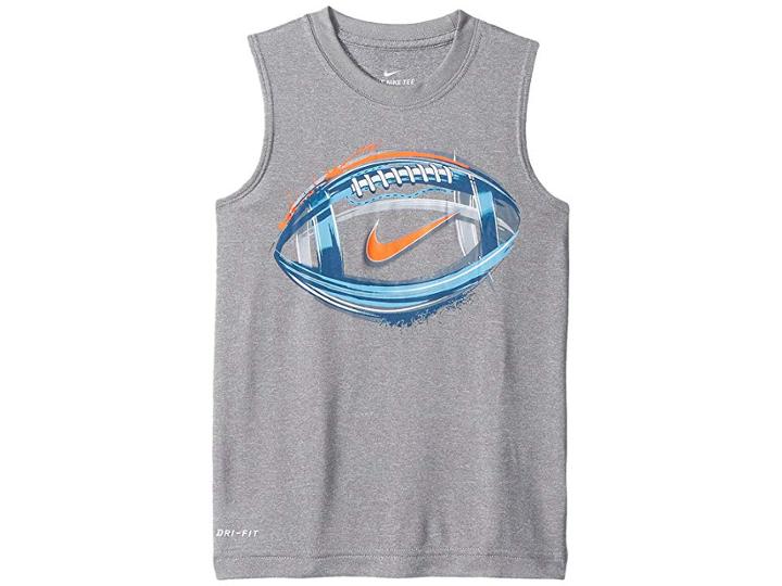 Nike Kids Brush Football Dri-fit(tm) Muscle Tank (little Kids) (heather Reflex) Boy's Clothing
