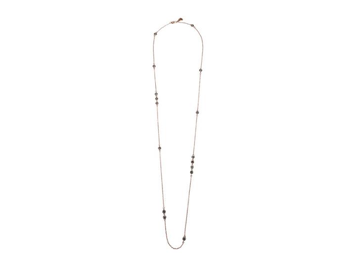 Betsey Johnson Blue By Betsey Johnson Rose Gold And Crystal Station Necklace (crystal) Necklace