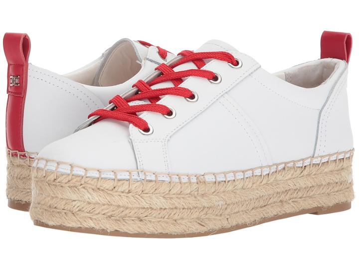 Sam Edelman Carleigh (super White/candy Red Russel Soft Action Leather) Women's Lace Up Casual Shoes