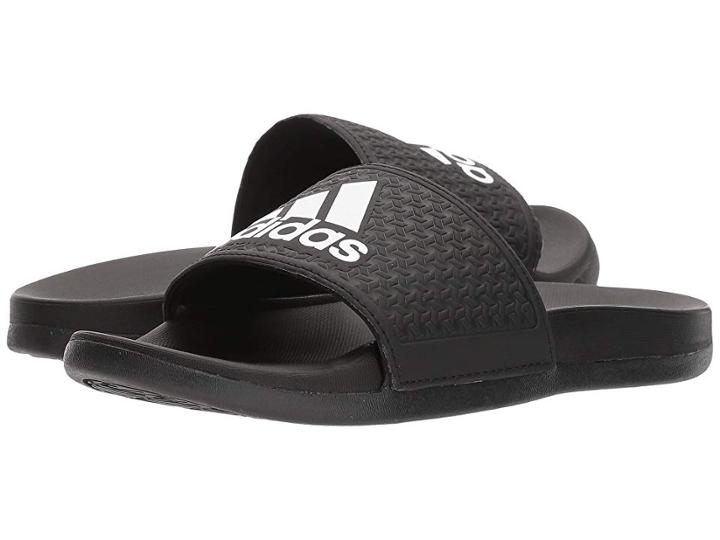 Adidas Kids Adilette Comfort K (toddler/little Kid/big Kid) (black/grey/white) Boys Shoes