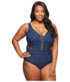 Becca By Rebecca Virtue Plus Size Color Play Plunge One-size (indigo) Women's Swimsuits One Piece
