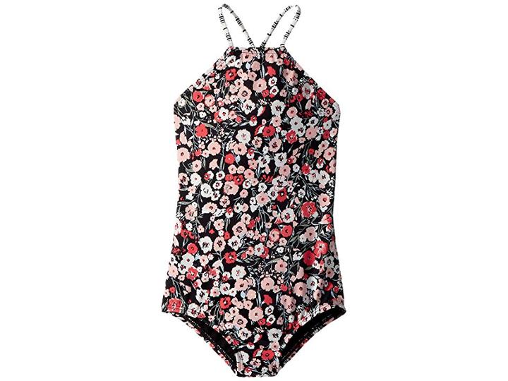 Billabong Kids Ditsy Sould One-piece (little Kids/ Big Kids) (black Pebble) Girl's Swimsuits One Piece