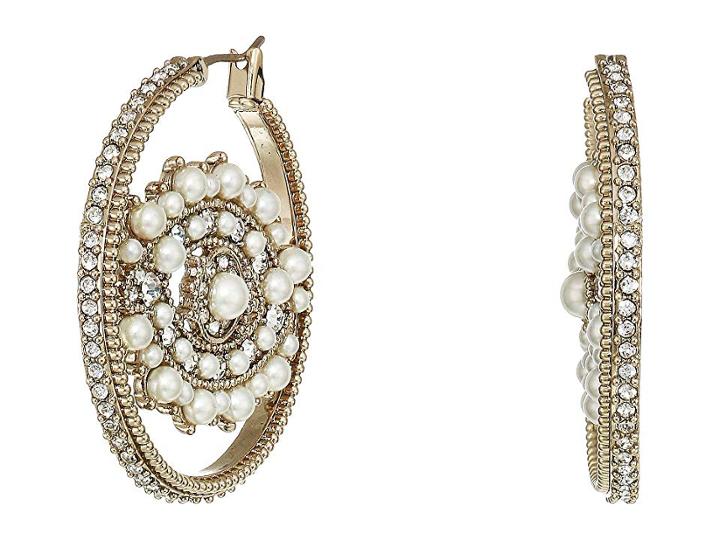 Marchesa Eye Hoop Earrings (gold/white/crey) Earring