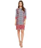 London Times Mj Boat Neck Shift Dress (red/navy) Women's Dress