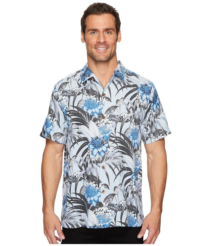 Tommy Bahama Garden Of Hope And Courage Islandzone Camp Shirt (glacier Blue) Men's Clothing