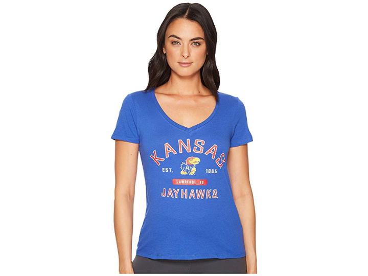 Champion College Kansas Jayhawks University V-neck Tee (royal) Women's T Shirt