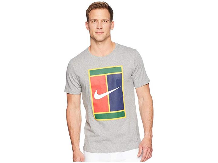 Nike Court Heritage Logo Tennis Tee (dark Grey Heather/dark Grey Heather) Men's T Shirt