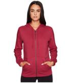 Adidas Essentials Cotton Fleece 3s Full Zip Hoodie (mystery Ruby F17/mystery Ruby F17) Women's Sweatshirt