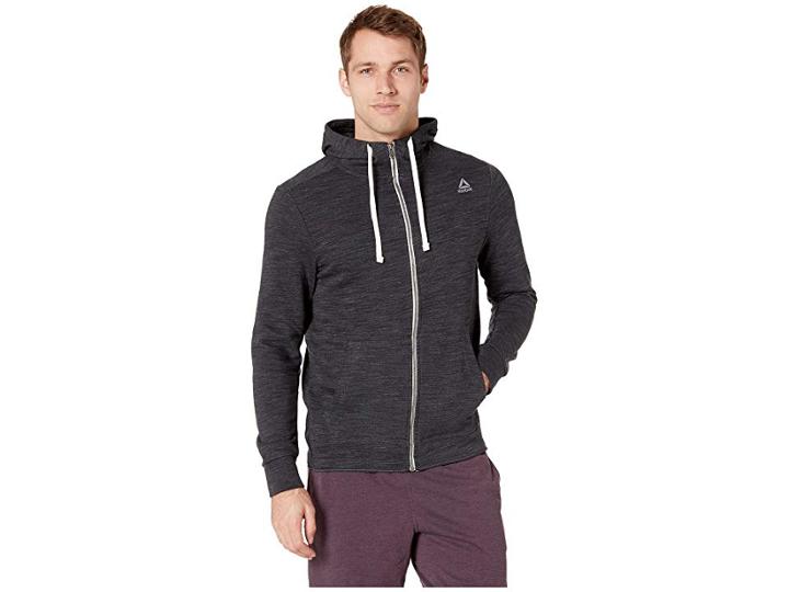 Reebok Training Essentials Marble Group Full Zip (black) Men's Clothing