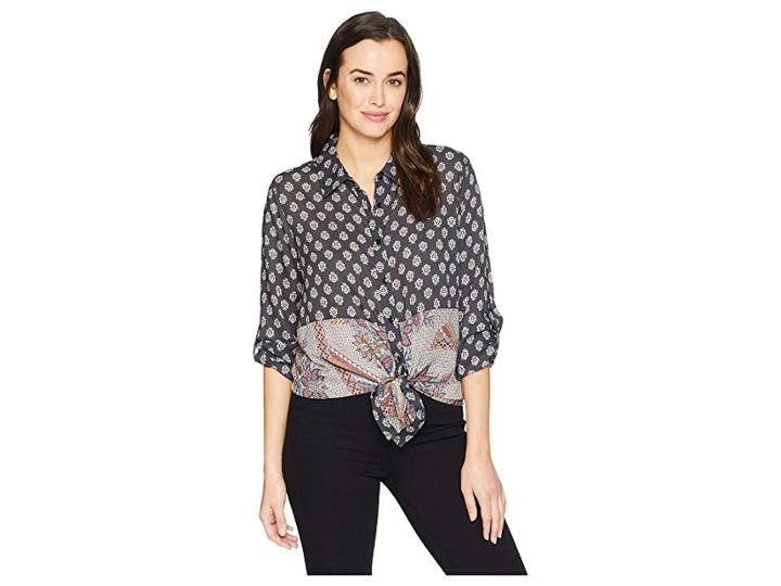 Tolani Evelyn Long Sleeve Blouse (charcoal) Women's Blouse
