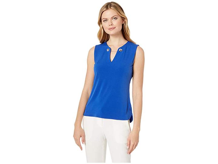 Calvin Klein Sleeveless Grommet Detail Ity (regatta) Women's Clothing