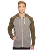 Threads 4 Thought Color Block Malibu Zip Hoodie (heather Grey/army) Men's Sweatshirt