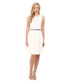 Calvin Klein Floral Lace Flare Dress (soft White) Women's Dress