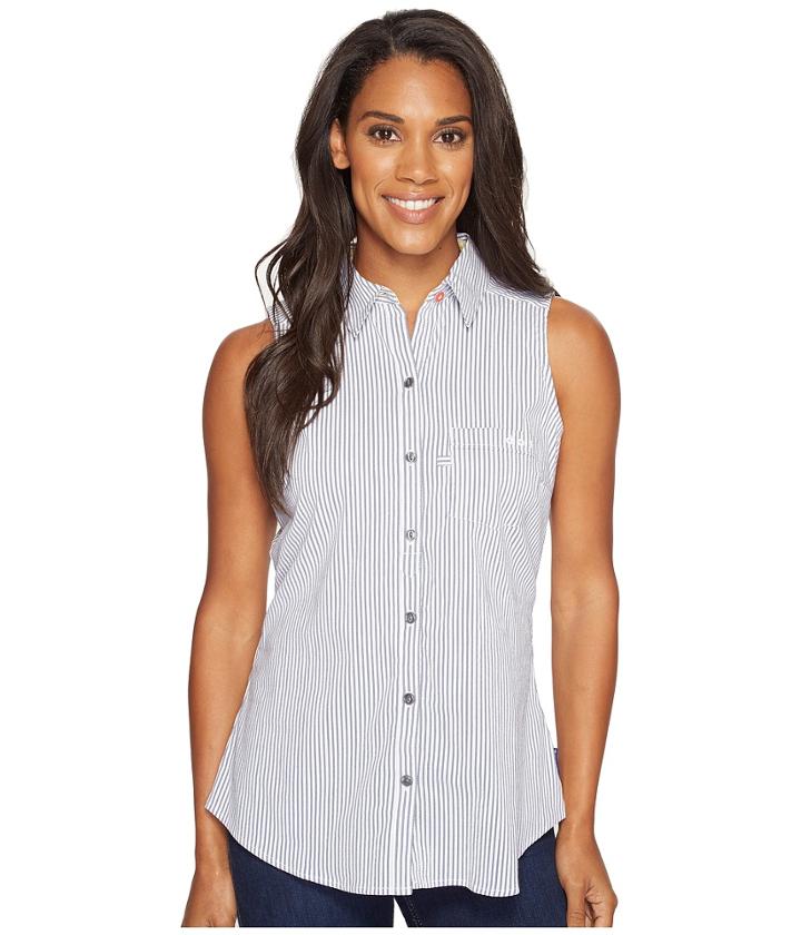 Columbia Super Harborside Woven Sleeveless Shirt (collegiate Navy Seersucker/sunlit) Women's Sleeveless