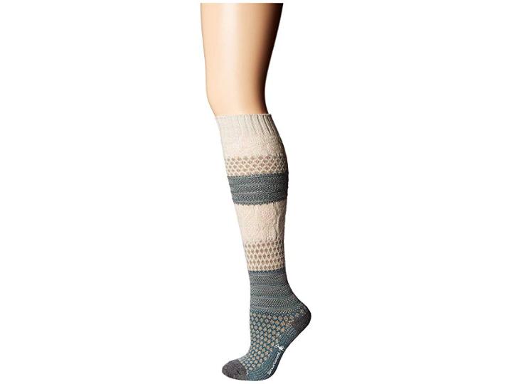 Smartwool Popcorn Cable Knee Highs (mediterranean Green Heather) Women's Knee High Socks Shoes