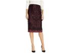 Eci Flocked Scuba Pencil Skirt (burgundy) Women's Skirt