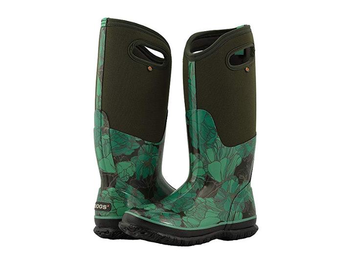 Bogs Classic Tall Vintage Floral (dark Green Multi) Women's Rain Boots