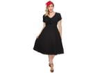 Unique Vintage Plus Size Short Sleeve Natalie Swing Dress (black) Women's Dress