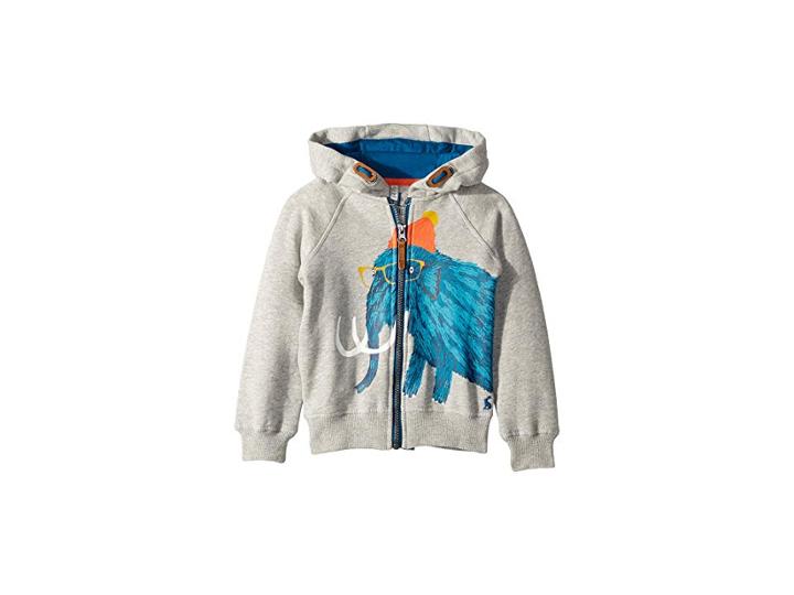 Joules Kids Novelty Graphic Full Zip Sweatshirt (toddler/little Kids) (grey Mammoth) Boy's Sweatshirt