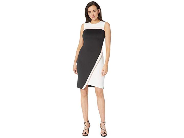Tommy Hilfiger Heavyweight Scuba Dress (black/ballerina Pink) Women's Dress