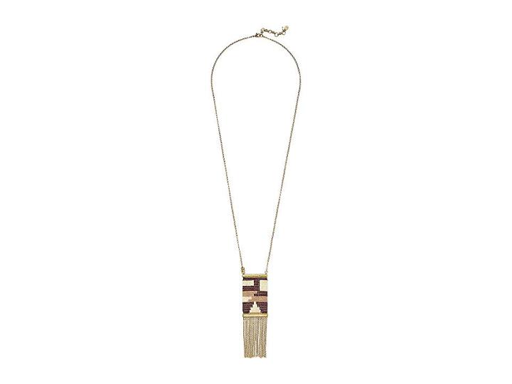 Lucky Brand Square Seedbead Pendant Necklace (gold) Necklace